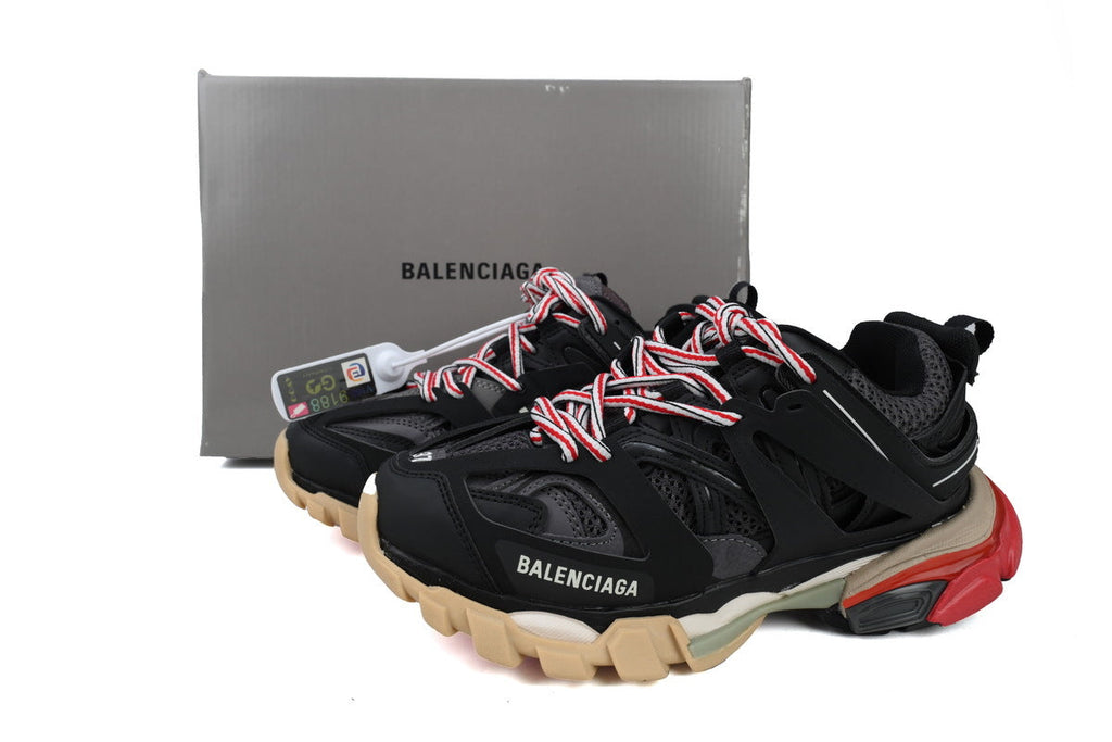 Balenciaga Track Sneakers "Black Red Beige"-retro thick sole dad shoes，Women's Shoe Sale / Men's Shoe Sale