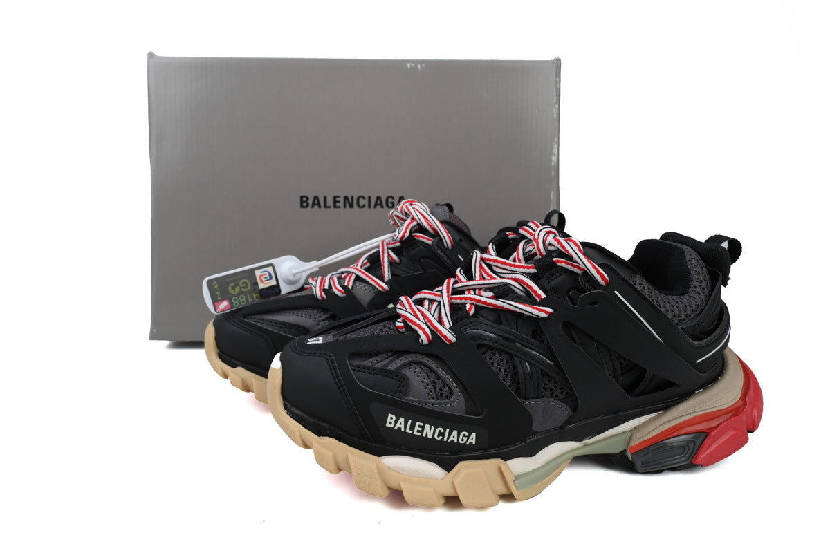 Balenciaga Track Sneakers "Black Red Beige"-retro thick sole dad shoes，Women's Shoe Sale / Men's Shoe Sale