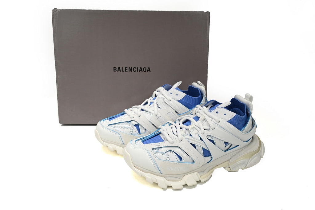 Balenciaga Track Sock Sneakers "White Blue"-retro thick sole dad shoes，Women's Shoe Sale / Men's Shoe Sale