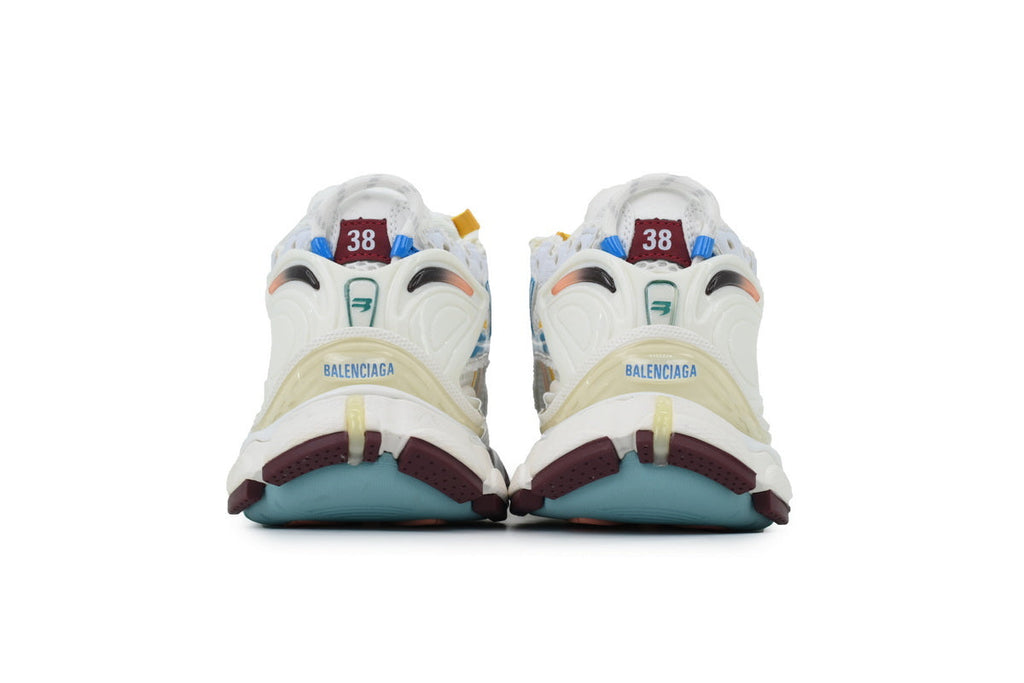 Balenciaga Runner Sneakers "White Blue Yellow"-retro thick sole dad shoes，Women's Shoe Sale / Men's Shoe Sale