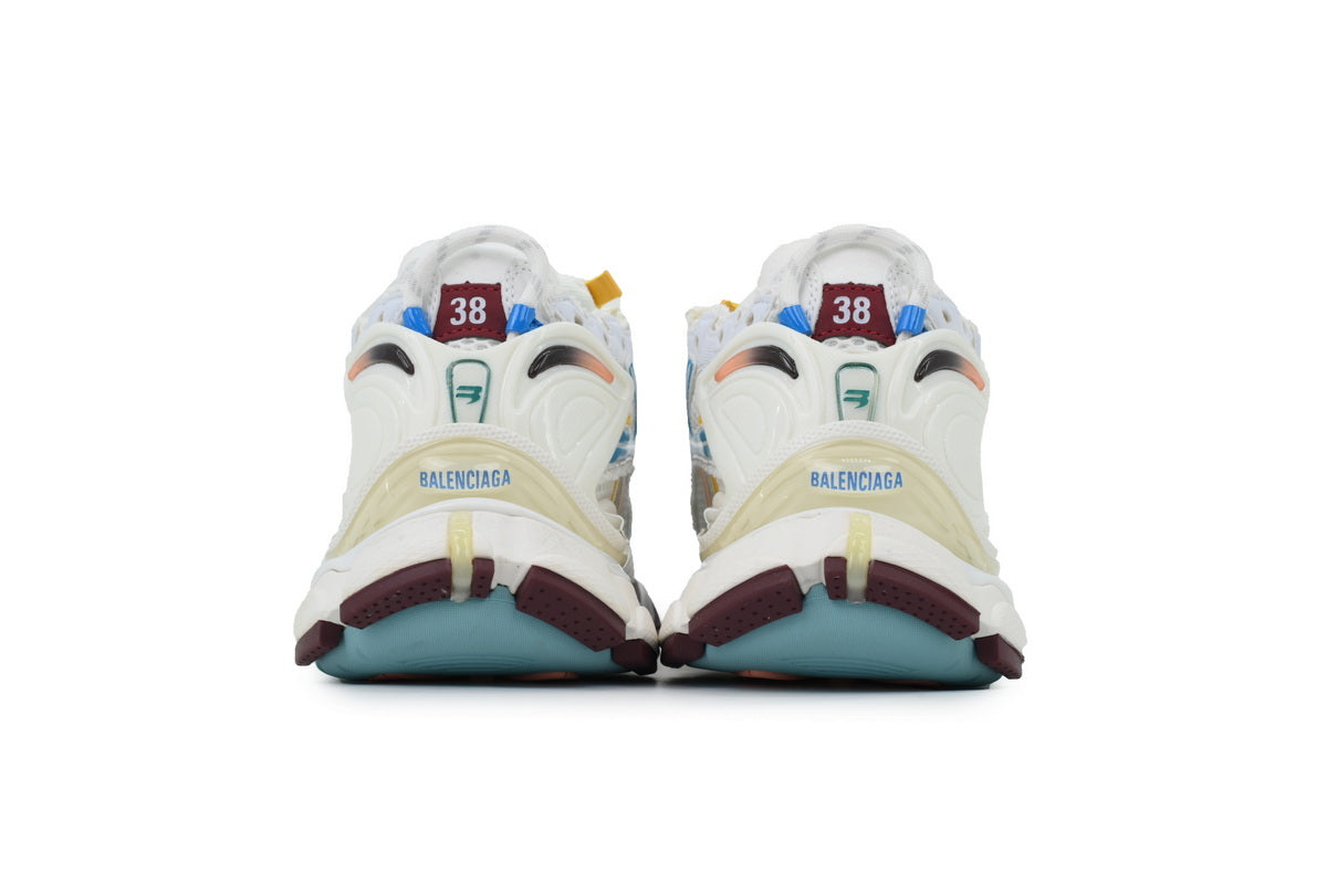 Balenciaga Runner Sneakers "White Blue Yellow"-retro thick sole dad shoes，Women's Shoe Sale / Men's Shoe Sale