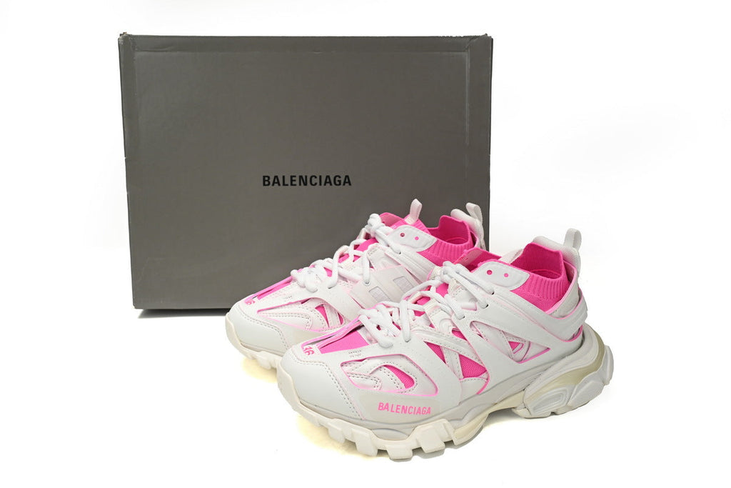 Balenciaga Track Sock Sneakers "White Fluorescent Pink"-retro thick sole dad shoes，Women's Shoe Sale / Men's Shoe Sale