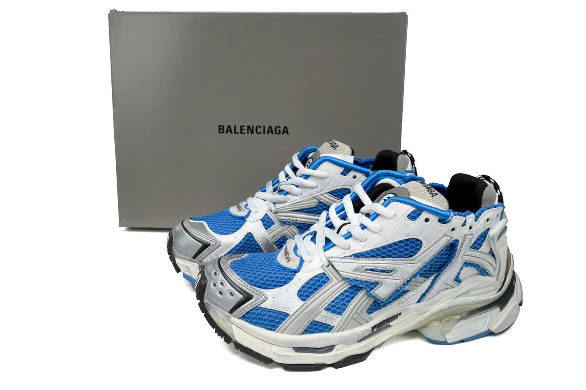 Balenciaga Runner Sneaker "Blue White"-retro thick sole dad shoes，Women's Shoe Sale / Men's Shoe Sale