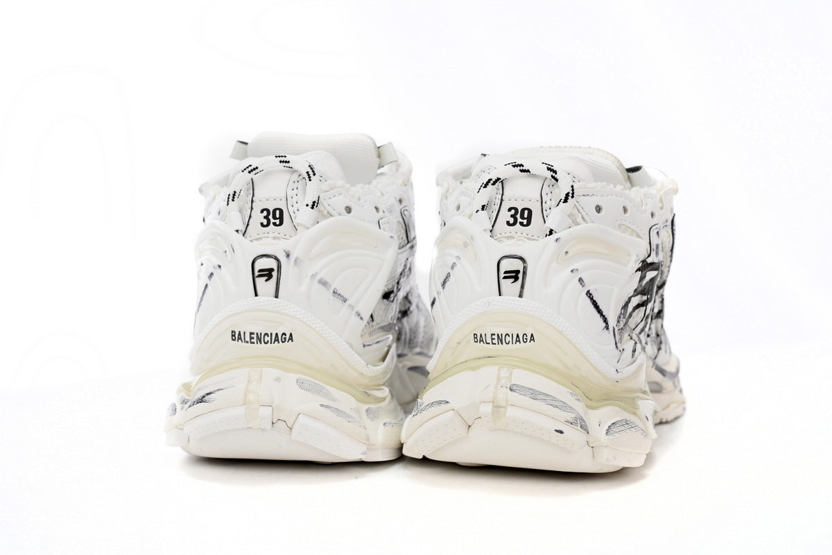 Balenciaga Runner Graffiti Sneaker "White Black"-retro thick sole dad shoes，Women's Shoe Sale / Men's Shoe Sale