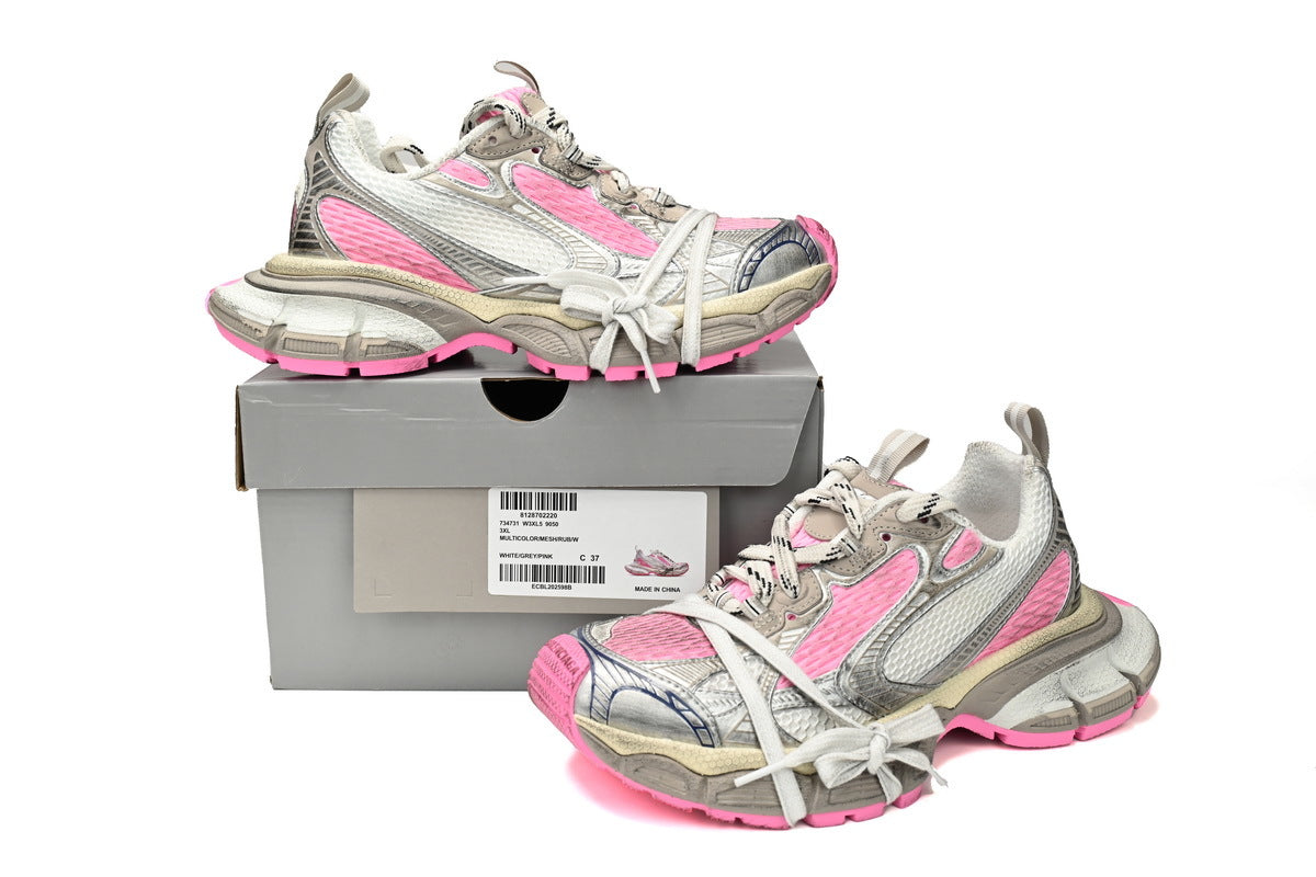 Balenciaga 3XL Sneakers Women "White Grey Pink"-retro thick sole dad shoes，Women's Shoe Sale / Men's Shoe Sale