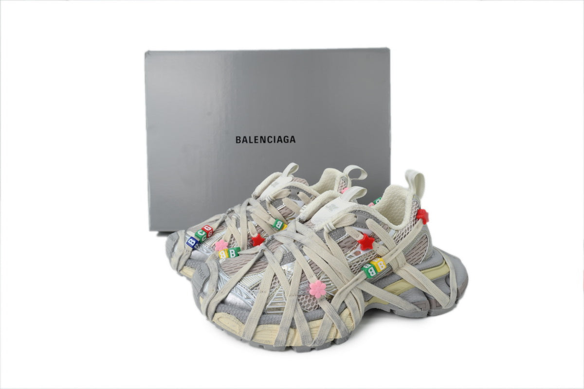 Balenciaga 3XL Sneakers "Beige Silver With Charms"-retro thick sole dad shoes，Women's Shoe Sale / Men's Shoe Sale