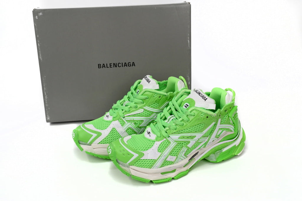 Balenciaga Runner Sneakers "Fluorescent Green White"-retro thick sole dad shoes，Women's Shoe Sale / Men's Shoe Sale