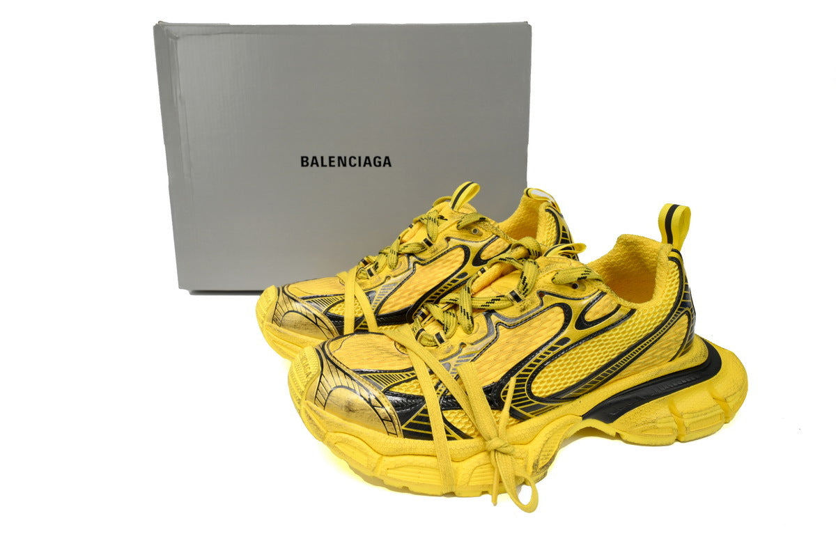 Balenciaga 3XL Mesh Trainer Sneaker "Yellow Black"-retro thick sole dad shoes，Women's Shoe Sale / Men's Shoe Sale