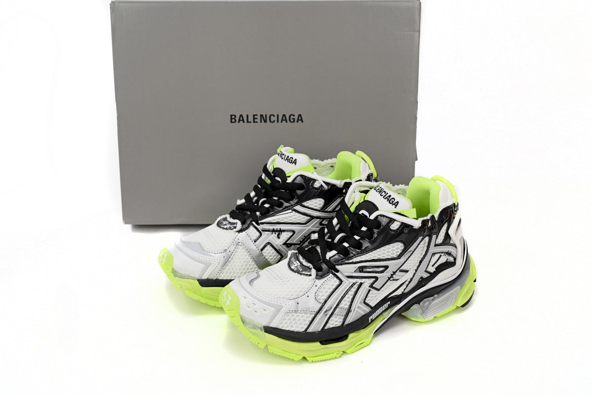 Balenciaga Runner Series Sneakers "White Fluorescent Green"-retro thick sole dad shoes，Women's Shoe Sale / Men's Shoe Sale