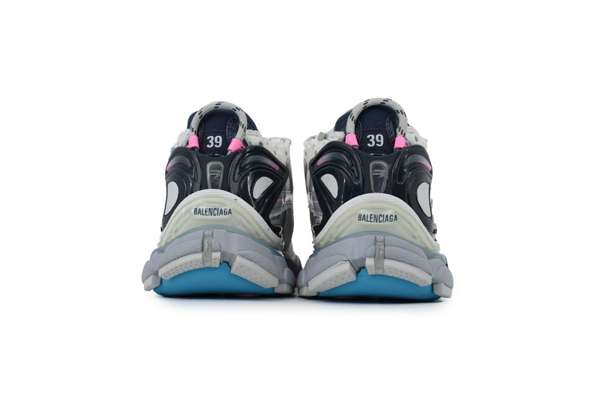 Balenciaga Runner Sneakers Men Women "White Silver Pink Blue"-retro thick sole dad shoes，Women's Shoe Sale / Men's Shoe Sale