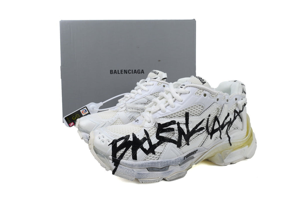 Balenciaga Runner Graffiti Sneakers "White Black"-retro thick sole dad shoes，Women's Shoe Sale / Men's Shoe Sale