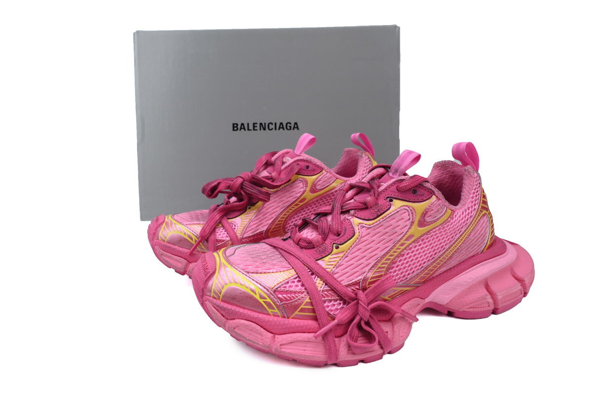 Balenciaga 3XL Mesh Trainer Sneaker "Pink Yellow"-retro thick sole dad shoes，Women's Shoe Sale / Men's Shoe Sale