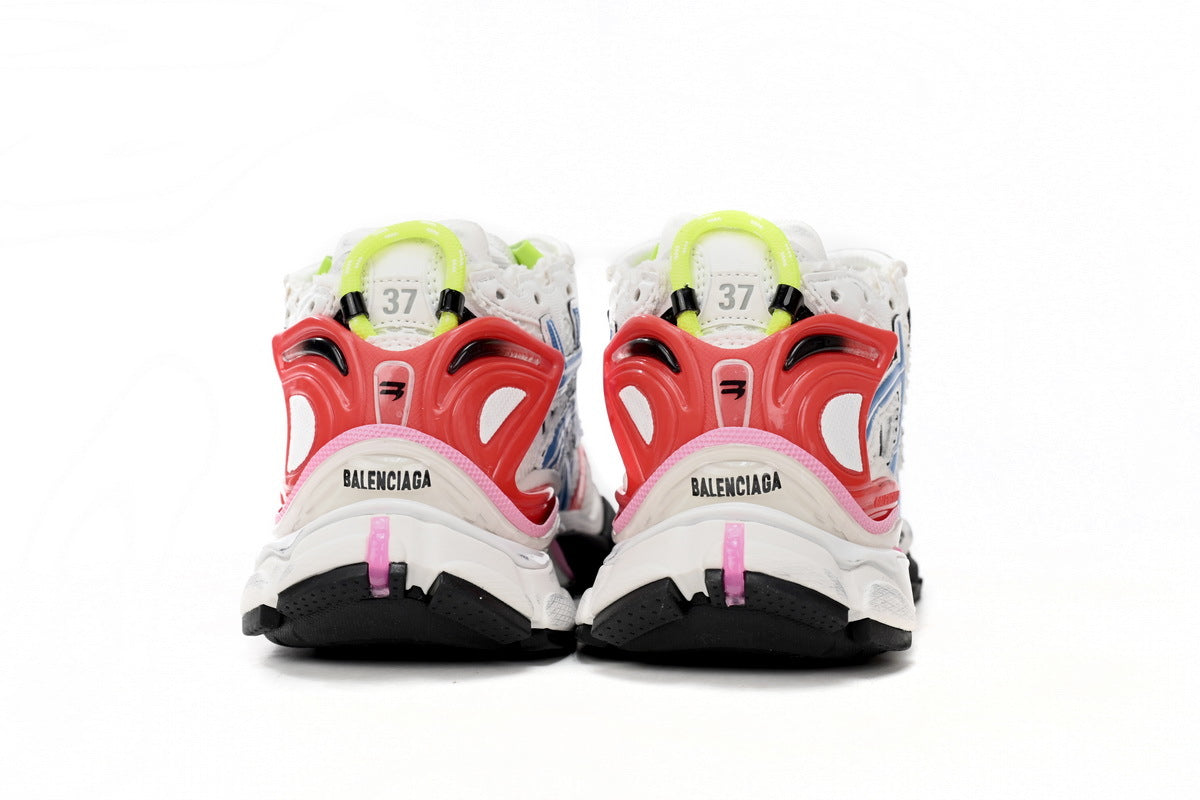 Balenciaga Runner Sneakers "White Red Blue Pink"-retro thick sole dad shoes，Women's Shoe Sale / Men's Shoe Sale