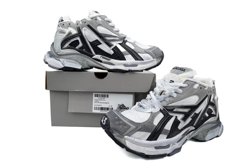 Balenciaga Runner Sneaker "White Black Grey"-retro thick sole dad shoes，Women's Shoe Sale / Men's Shoe Sale