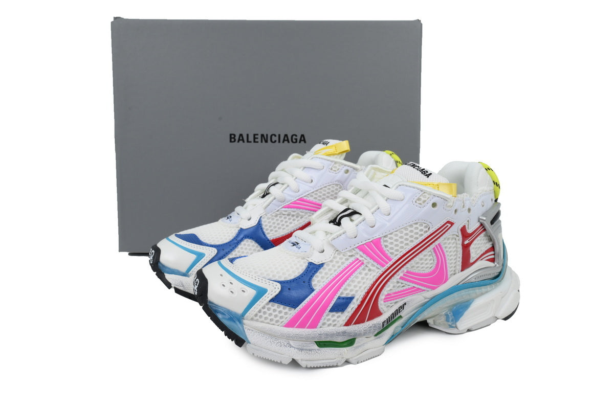 Balenciaga Runner Sneakers "White Red Blue Pink"-retro thick sole dad shoes，Women's Shoe Sale / Men's Shoe Sale