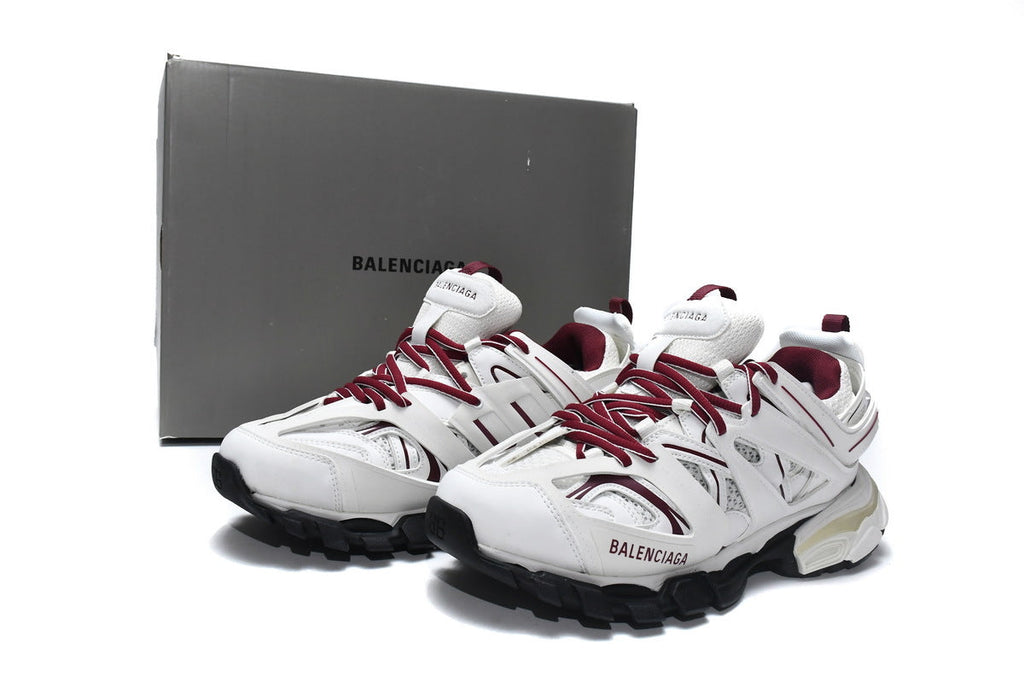 Balenciaga Track Sneakers "White Burgundy"-retro thick sole dad shoes，Women's Shoe Sale / Men's Shoe Sale