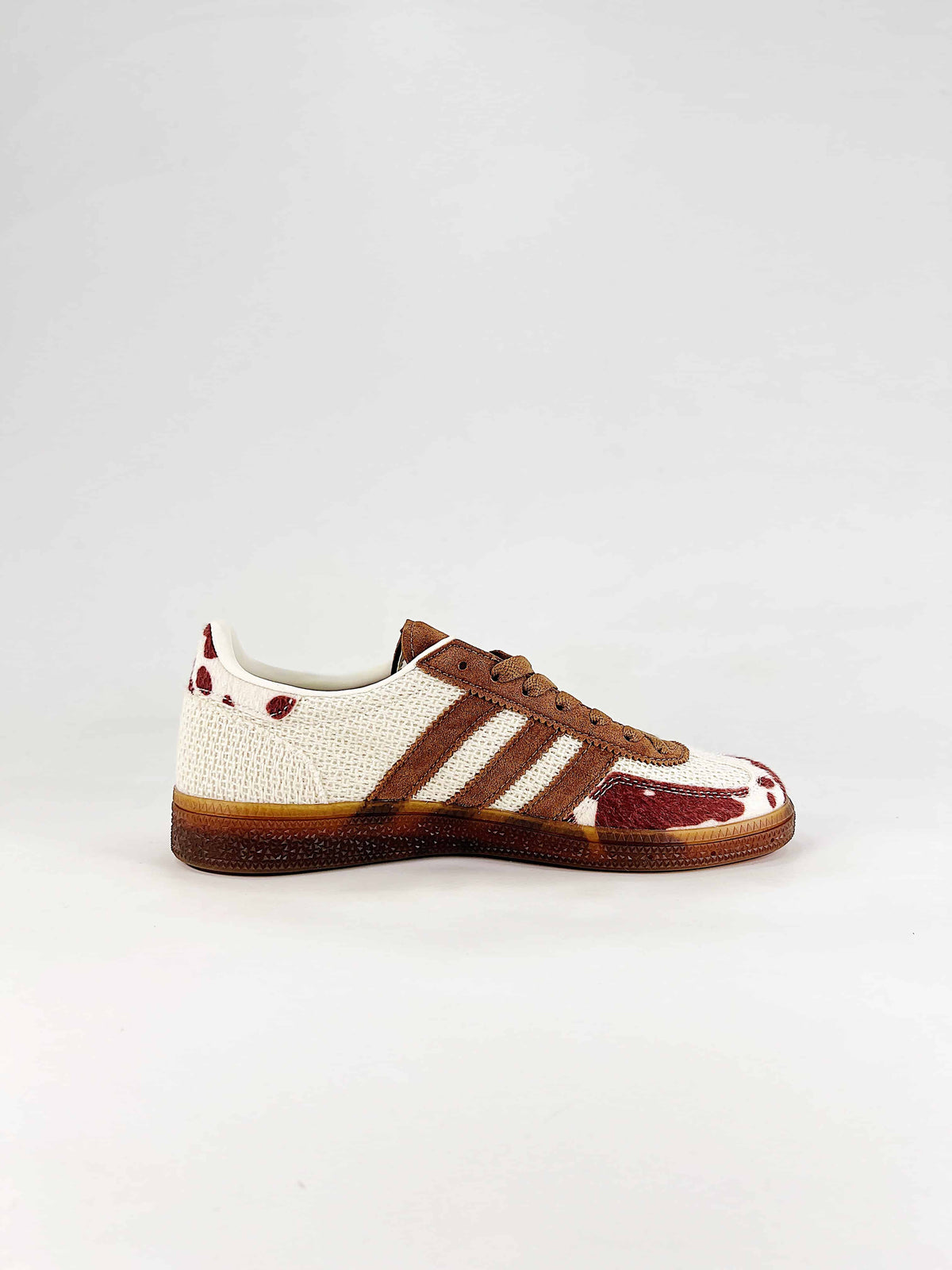 Adidas Handball Spezial Cow Print Mesh Suede Sneakers "Cream Brown Burgundy"-Classic sneakers，Adidas Women's Shoe Sale / Men's Shoe Sale