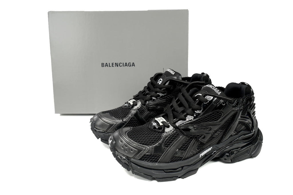 Balenciaga Runner Mid Sneakers Black Mesh Shiny Chunky Mid Top Trainer