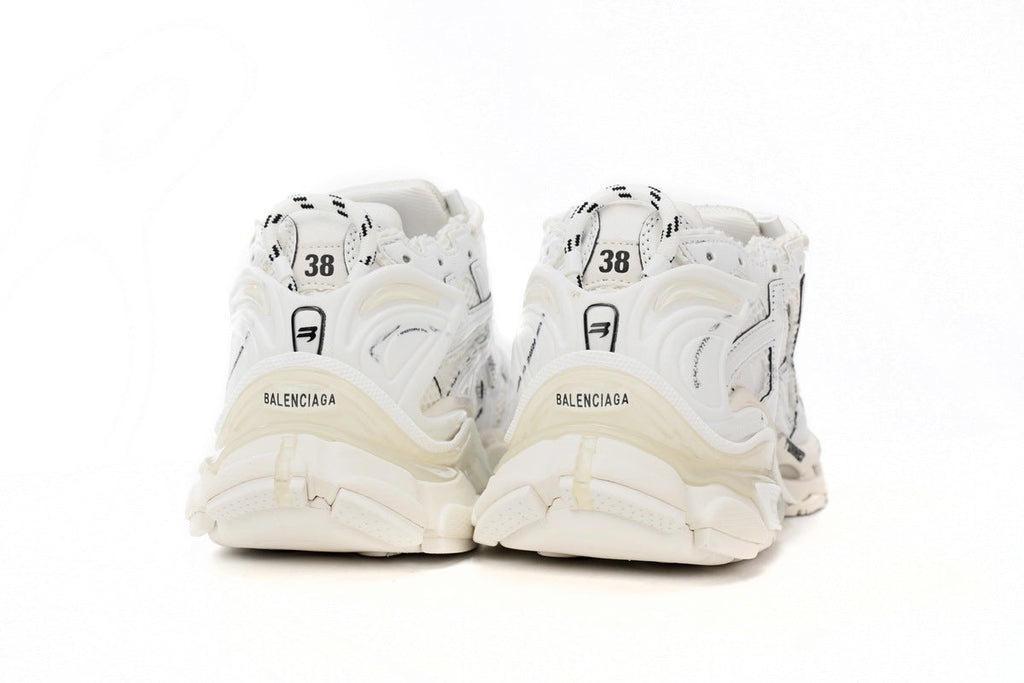 Balenciaga Runner Mid Sneakers White Mesh Worn Effect Chunky Mid Top Trainer
