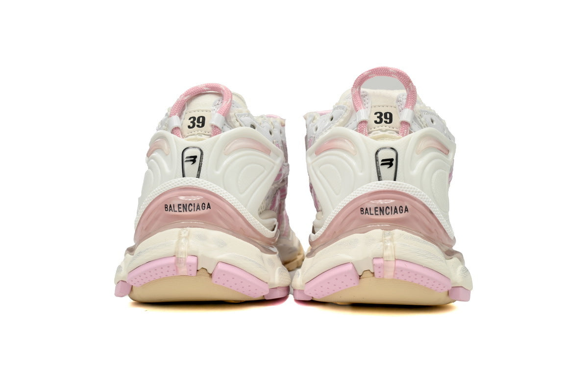 Balenciaga Runner Sneaker "White Pink Beige"-retro thick sole dad shoes，Women's Shoe Sale / Men's Shoe Sale