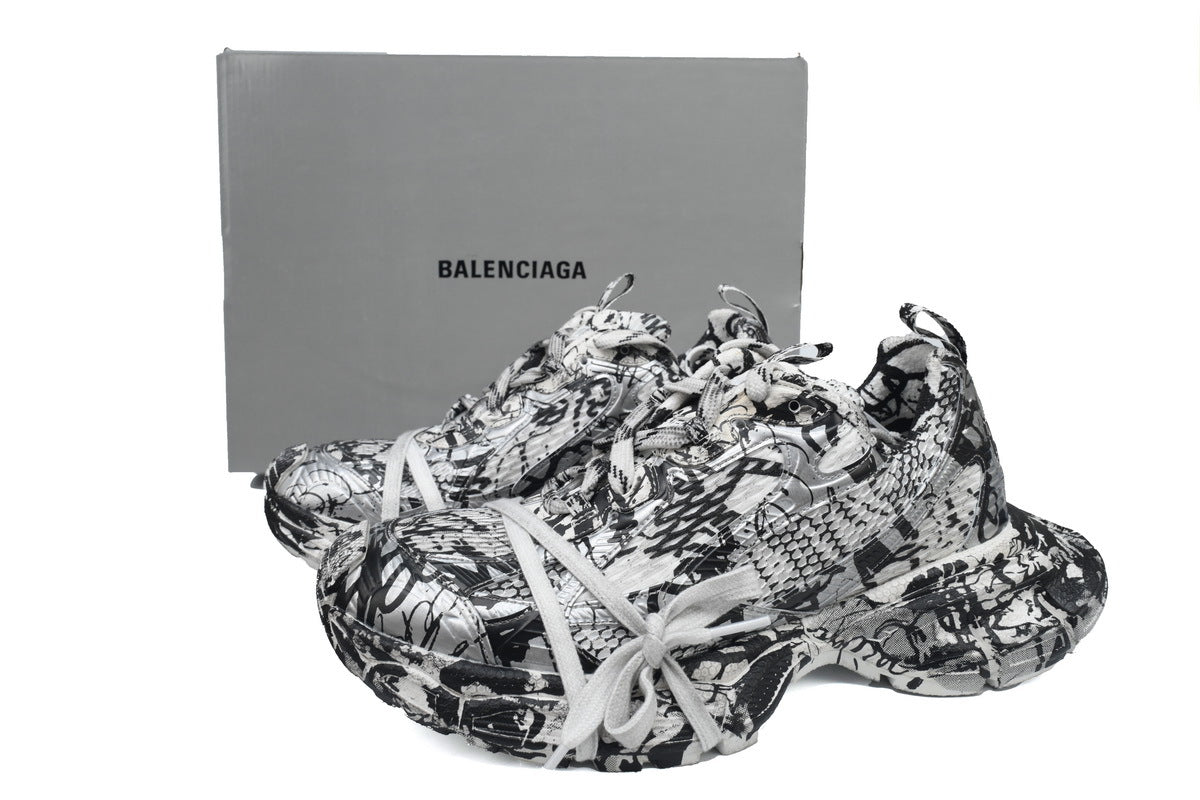 Balenciaga 3XL Sneaker "White Black Graffiti"-retro thick sole dad shoes，Women's Shoe Sale / Men's Shoe Sale