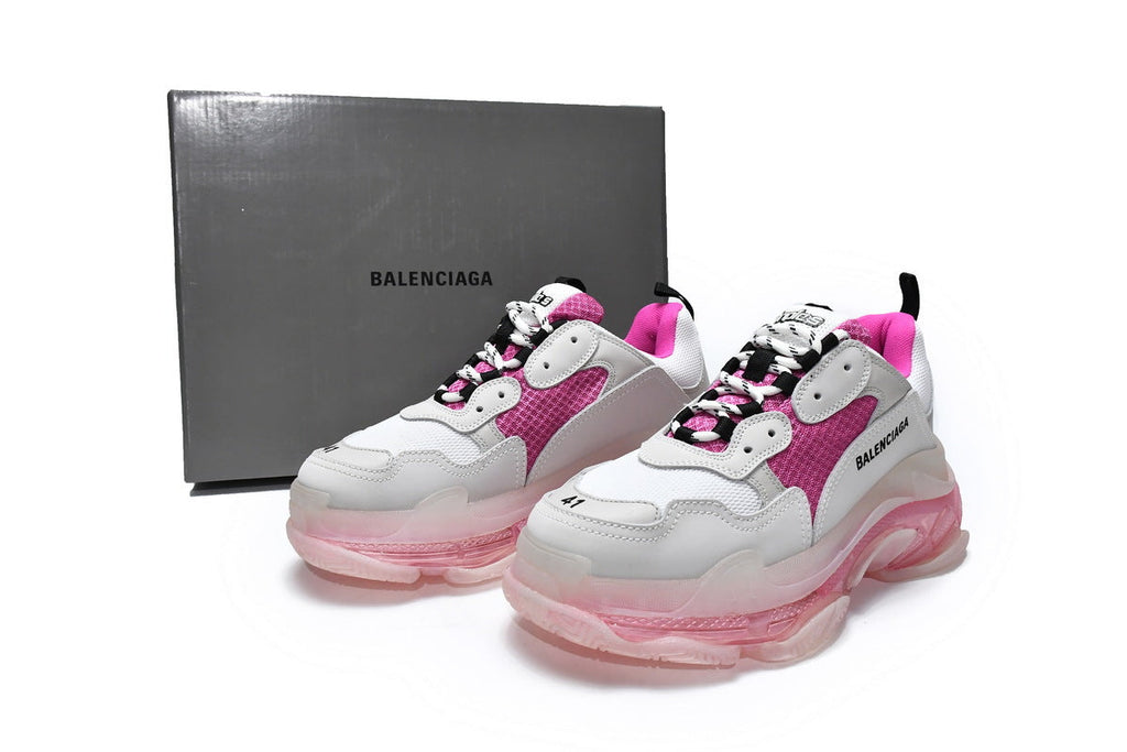 Balenciaga Triple S Sneakers "White Pink"-retro thick sole dad shoes，Women's Shoe Sale / Men's Shoe Sale