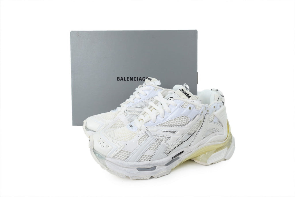 Balenciaga Runner Mid Sneakers White Mesh Chunky Mid Top Trainer