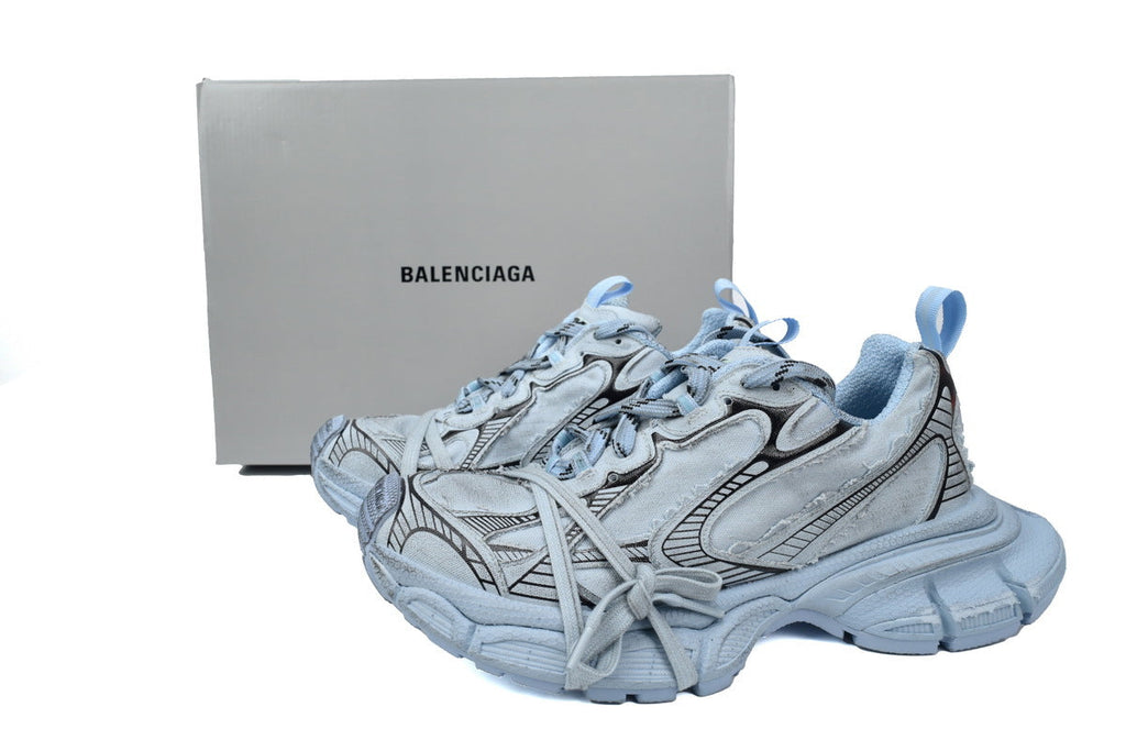 Balenciaga 3XL Destroyed Canvas Sneaker "Light Blue"-retro thick sole dad shoes，Women's Shoe Sale / Men's Shoe Sale