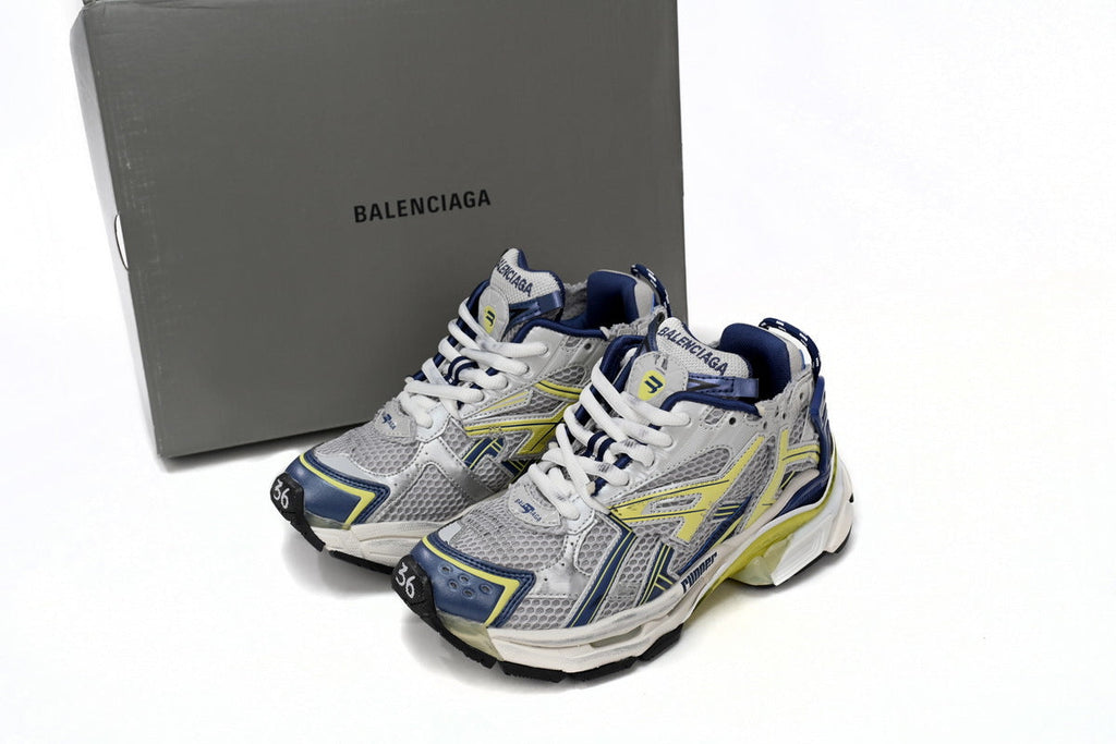 Balenciaga Runner Sneaker "Grey Blue Yellow"-retro thick sole dad shoes，Women's Shoe Sale / Men's Shoe Sale