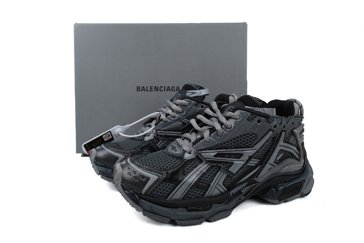 Balenciaga Runner Sneakers Men Women "Dark Grey Black"-retro thick sole dad shoes，Women's Shoe Sale / Men's Shoe Sale