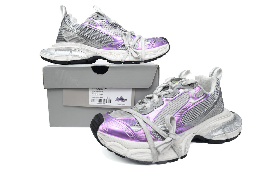 Balenciaga 3XL Sneakers "Grey Purple White"-retro thick sole dad shoes，Women's Shoe Sale / Men's Shoe Sale