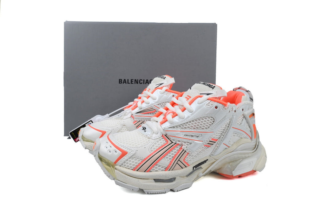 Balenciaga Runner Sneakers "White Orange"-retro thick sole dad shoes，Women's Shoe Sale / Men's Shoe Sale
