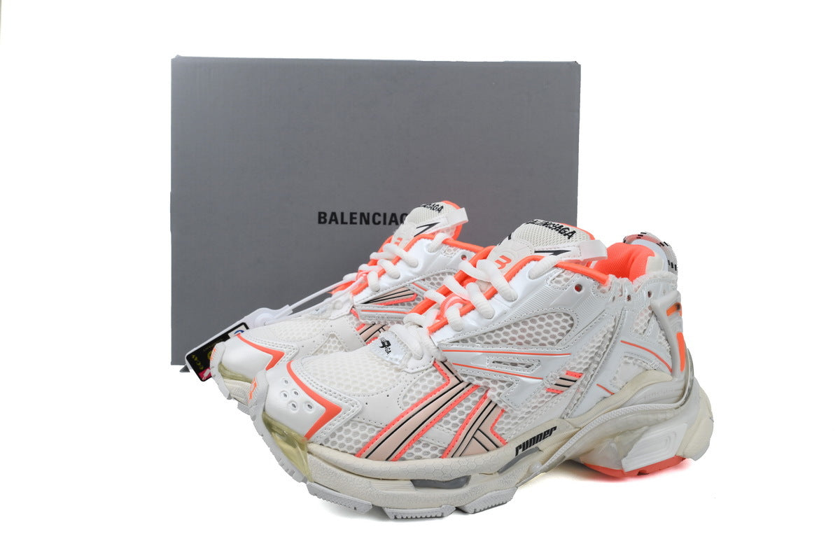 Balenciaga Runner Sneakers "White Orange"-retro thick sole dad shoes，Women's Shoe Sale / Men's Shoe Sale