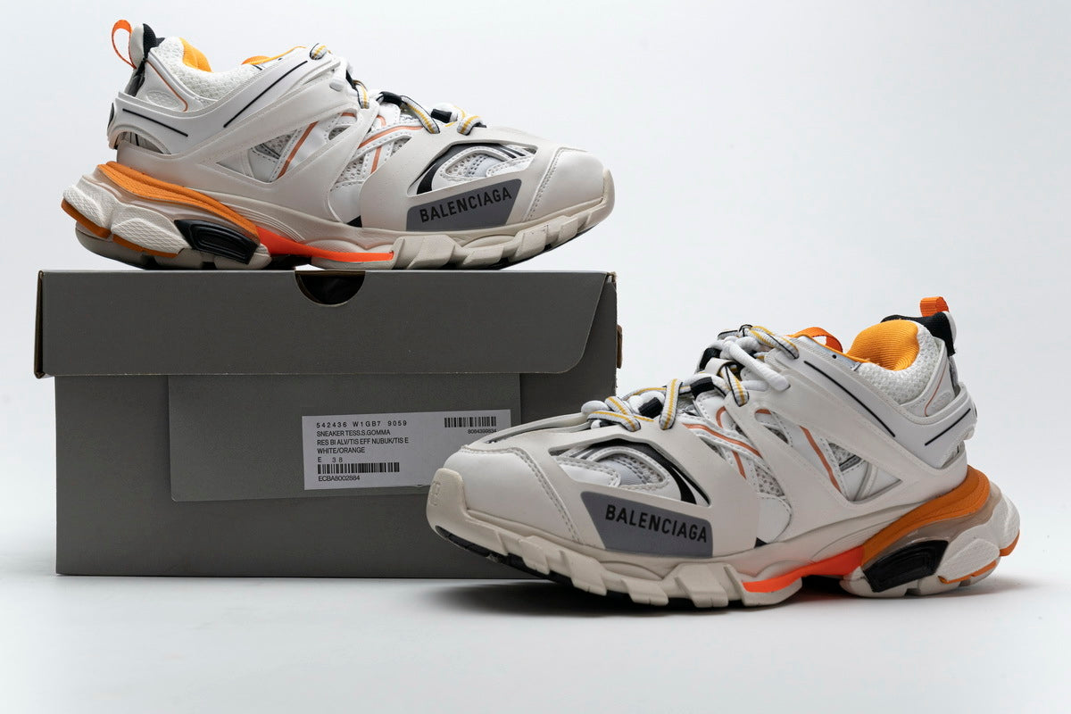 Balenciaga Track Sneakers "White/Orange" Mesh Chunky Low Top Trainer