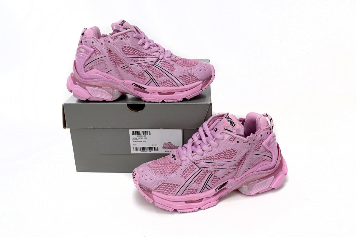 Balenciaga Runner Sneakers "Pink"-retro thick sole dad shoes，Women's Shoe Sale / Men's Shoe Sale