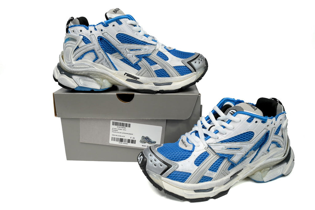 Balenciaga Runner Sneaker "Blue White"-retro thick sole dad shoes，Women's Shoe Sale / Men's Shoe Sale