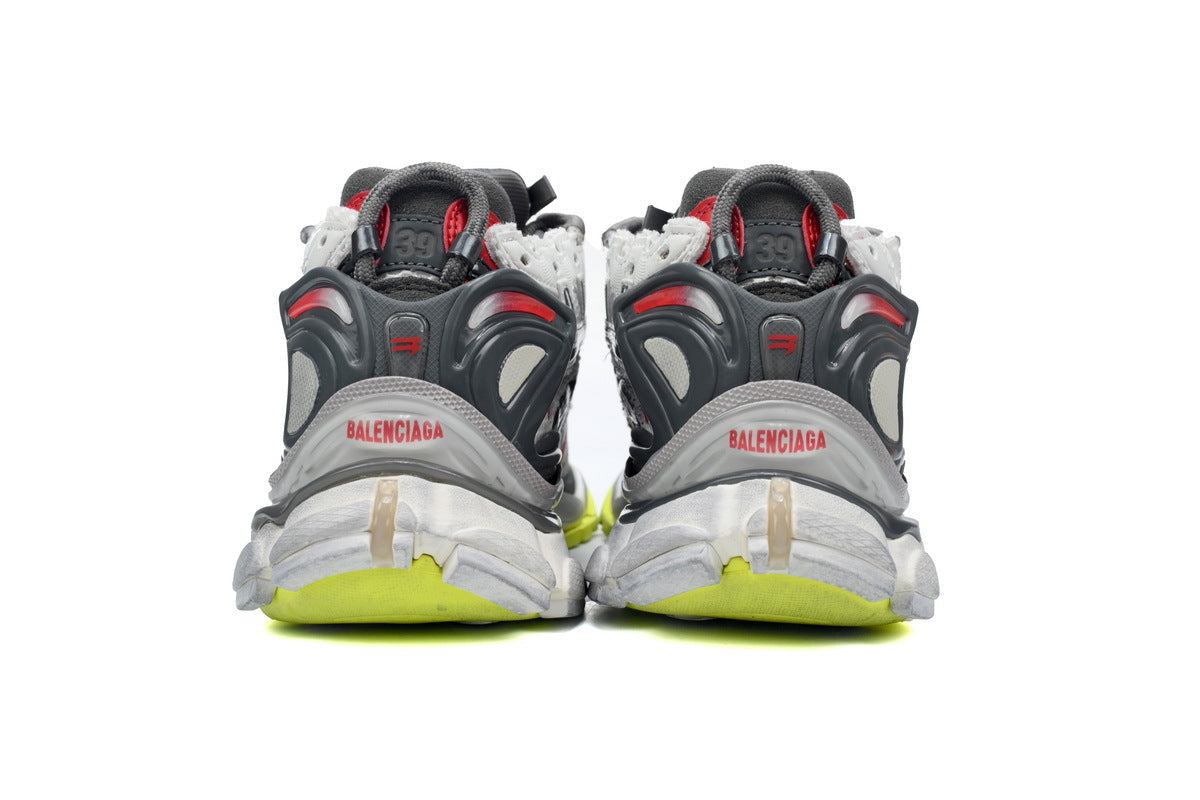 Balenciaga Runner Sneaker "White Red Grey Fluorescent Yellow"-retro thick sole dad shoes，Women's Shoe Sale / Men's Shoe Sale