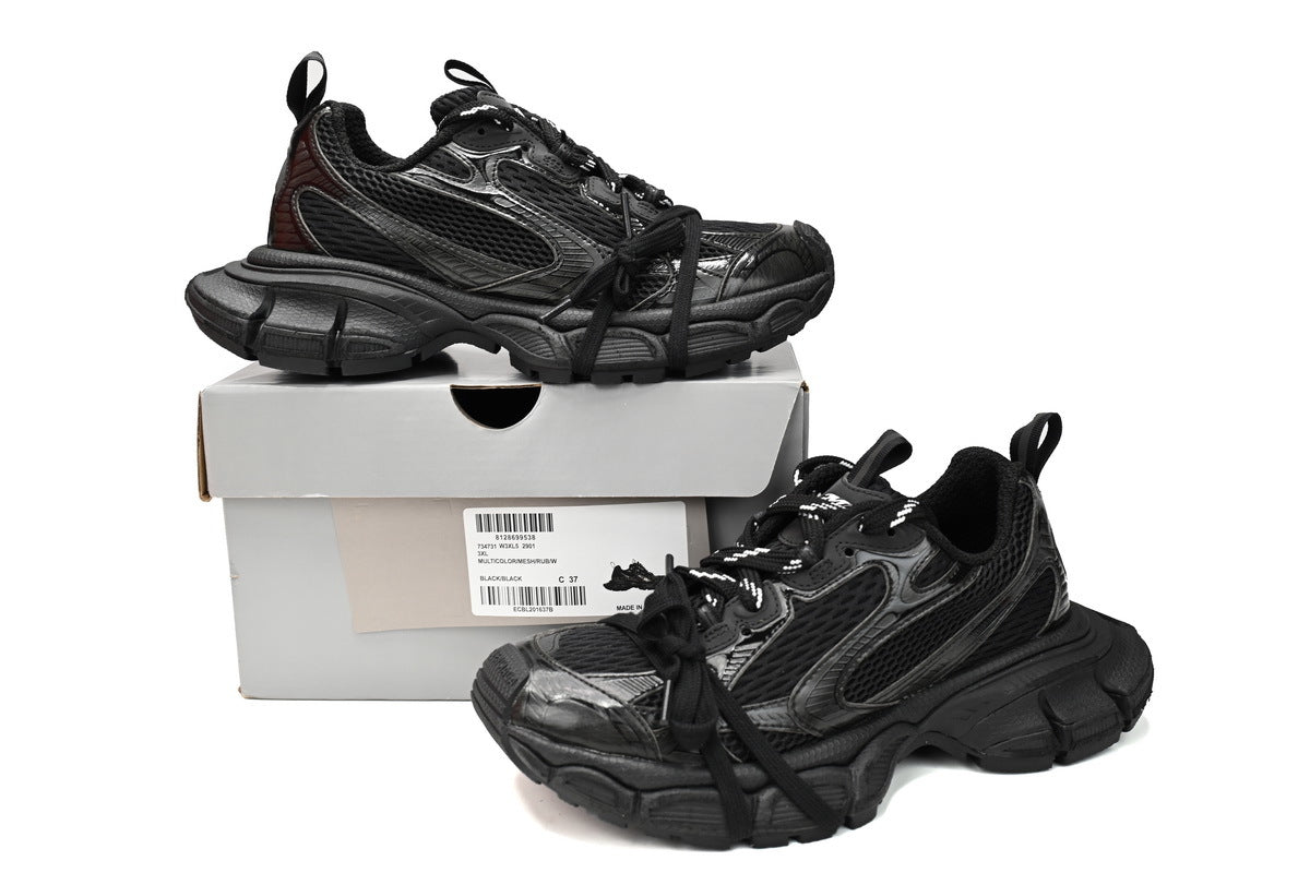 Balenciaga 3XL Sneaker "Black"-retro thick sole dad shoes，Women's Shoe Sale / Men's Shoe Sale