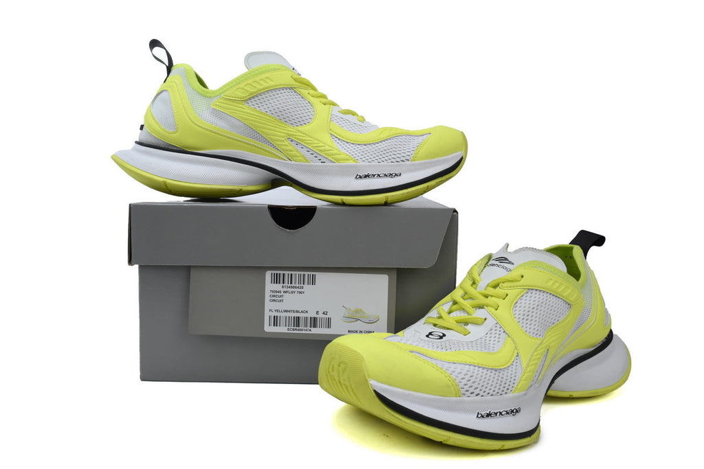 Balenciaga Circuit Sneakers "Fluorescent Yellow White"-retro thick sole dad shoes，Women's Shoe Sale / Men's Shoe Sale