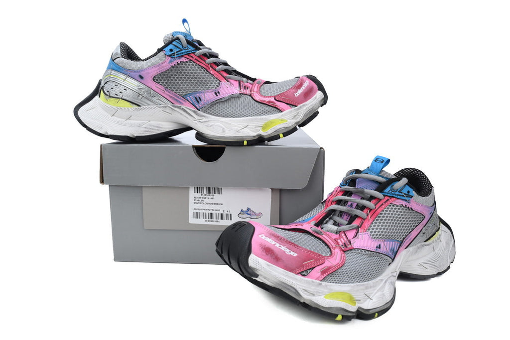 Balenciaga Stapler Sneakers Men Women "Pink Blue Multicolor"-retro thick sole dad shoes，Women's Shoe Sale / Men's Shoe Sale