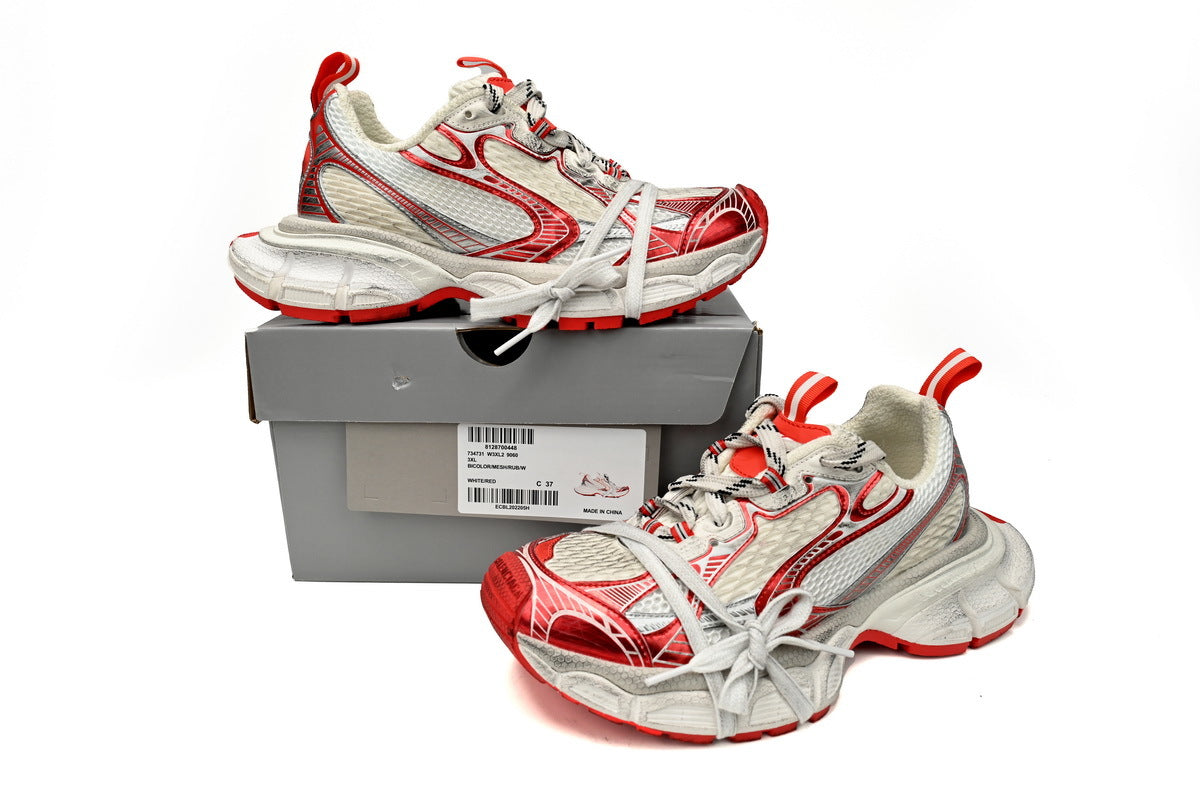 Balenciaga 3XL Sneaker "White Red"-retro thick sole dad shoes，Women's Shoe Sale / Men's Shoe Sale
