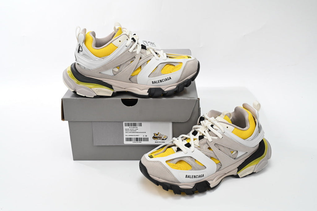 Balenciaga Track Sneakers "White Grey Yellow"-retro thick sole dad shoes，Women's Shoe Sale / Men's Shoe Sale