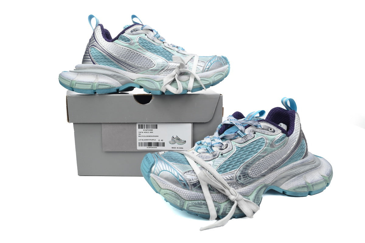 Balenciaga 3XL Sneakers "Light Blue Silver Purple"-retro thick sole dad shoes，Women's Shoe Sale / Men's Shoe Sale