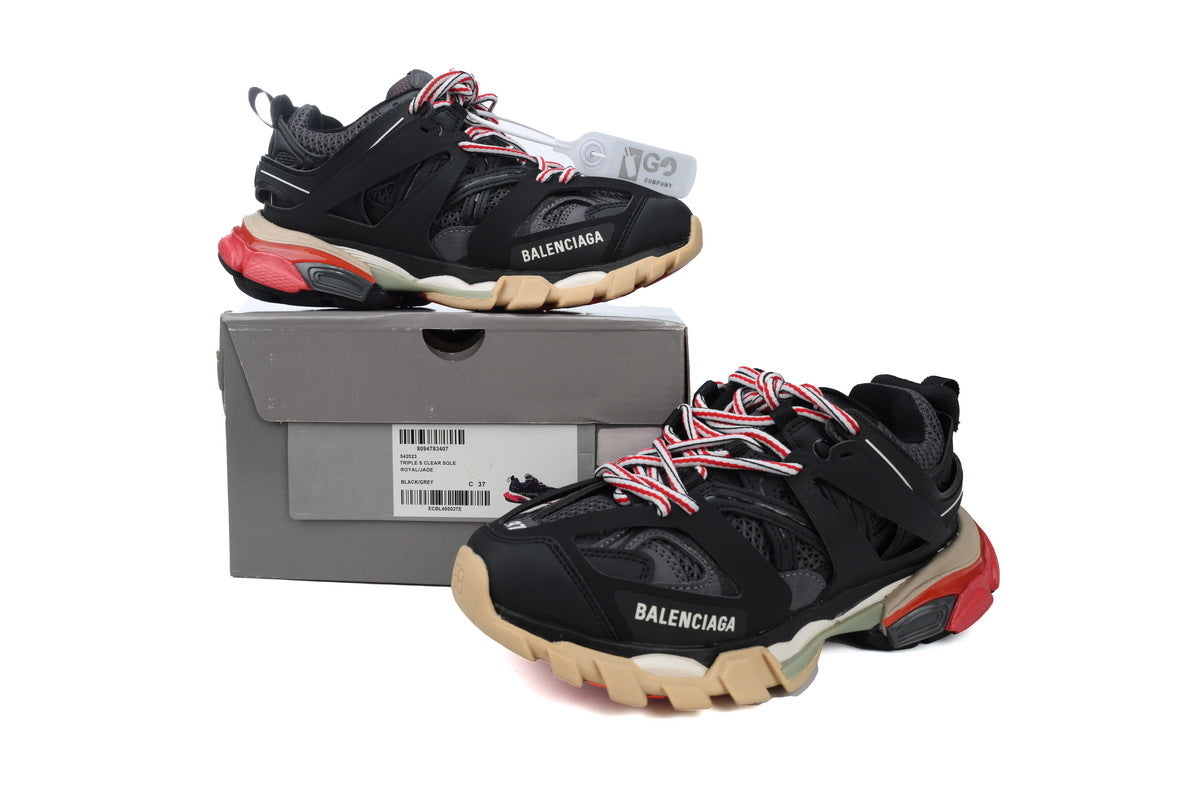 Balenciaga Track Sneakers "Black Red Beige"-retro thick sole dad shoes，Women's Shoe Sale / Men's Shoe Sale