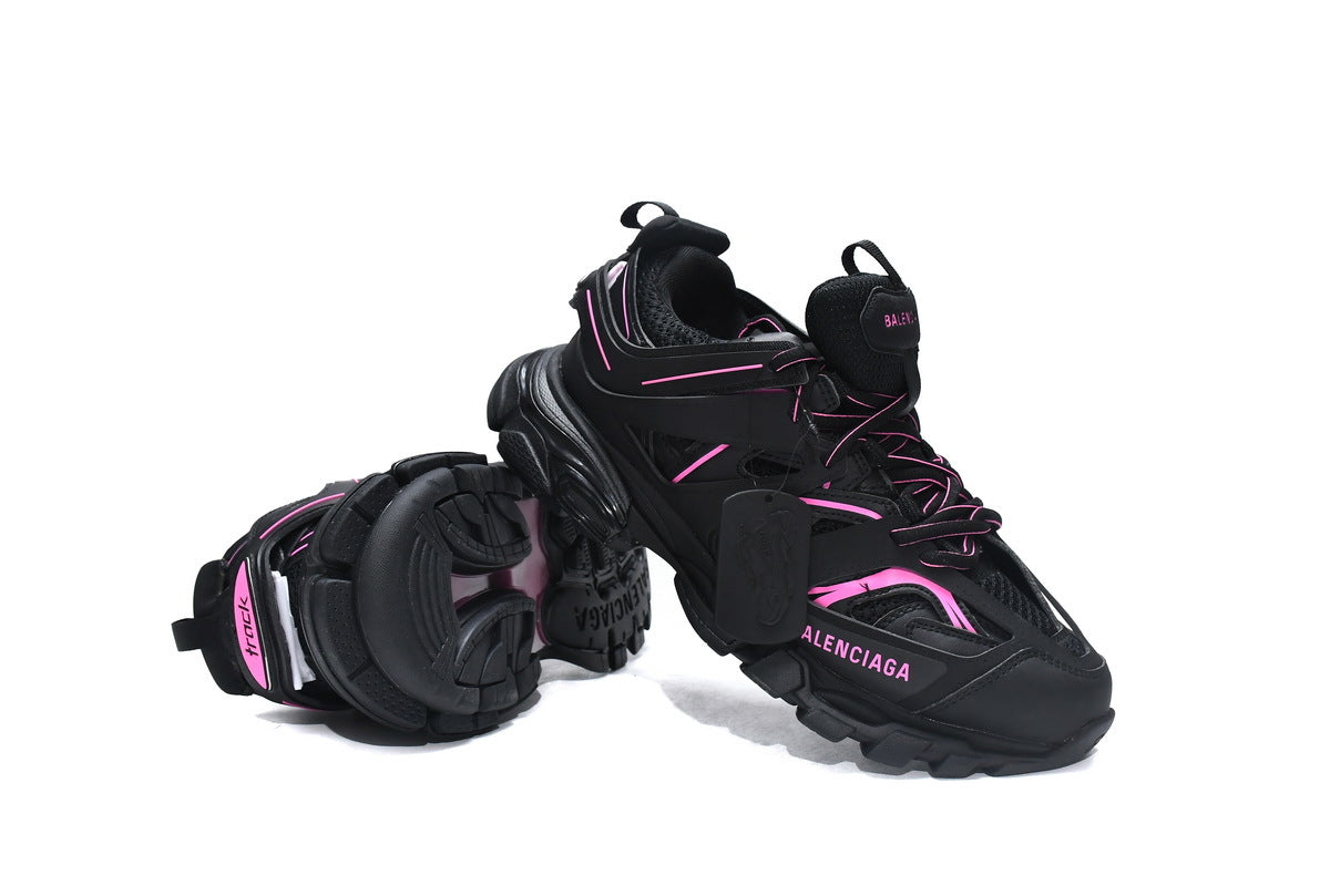 Balenciaga Track Sneakers "Black Pink"-retro thick sole dad shoes，Women's Shoe Sale / Men's Shoe Sale