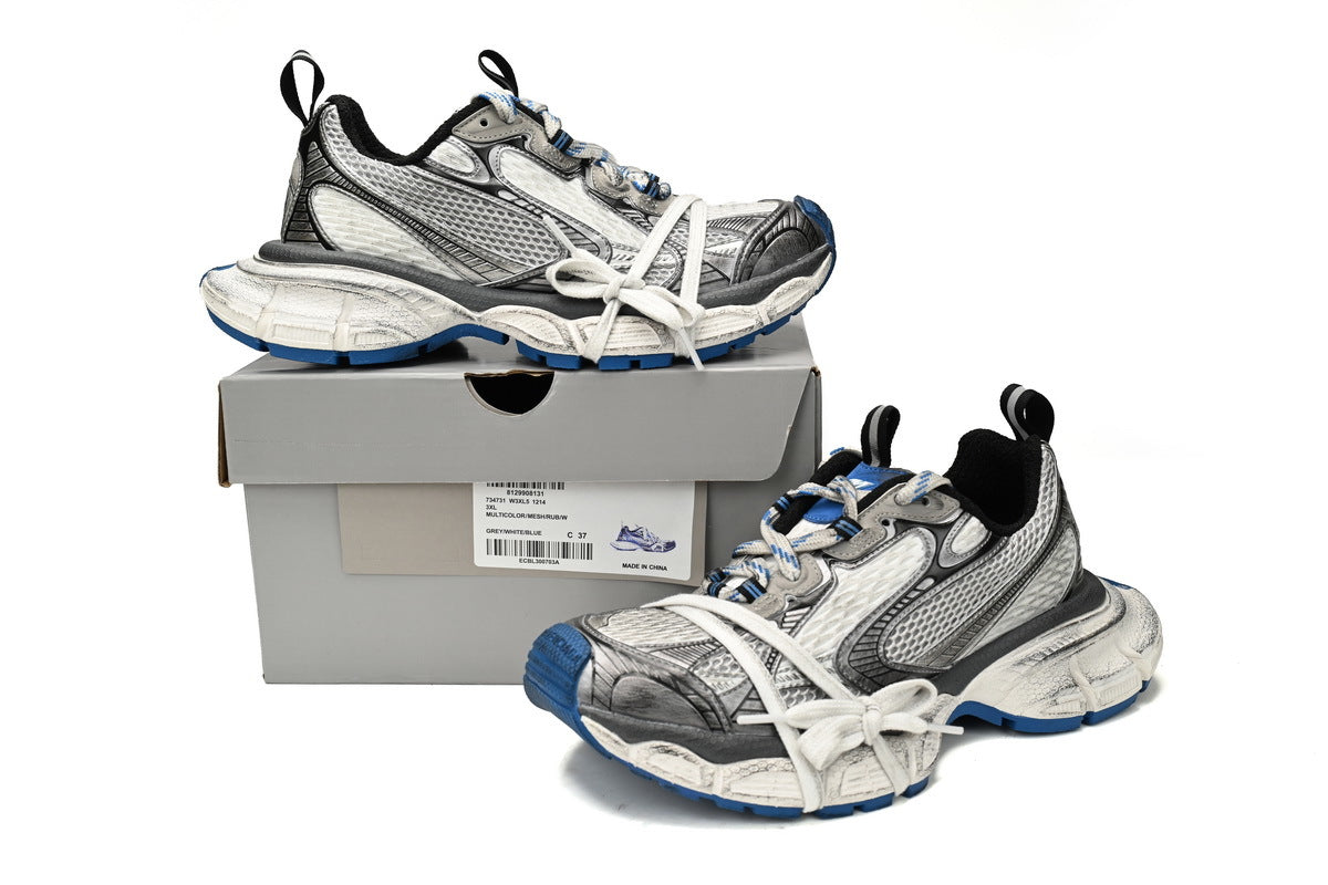 Balenciaga 3XL Sneaker "Grey White Blue"-retro thick sole dad shoes，Women's Shoe Sale / Men's Shoe Sale