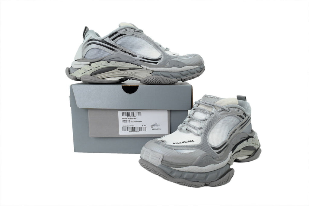 Balenciaga Triple S.2 Gradient Mesh Sneakers "Gradient Grey"-retro thick sole dad shoes，Women's Shoe Sale / Men's Shoe Sale