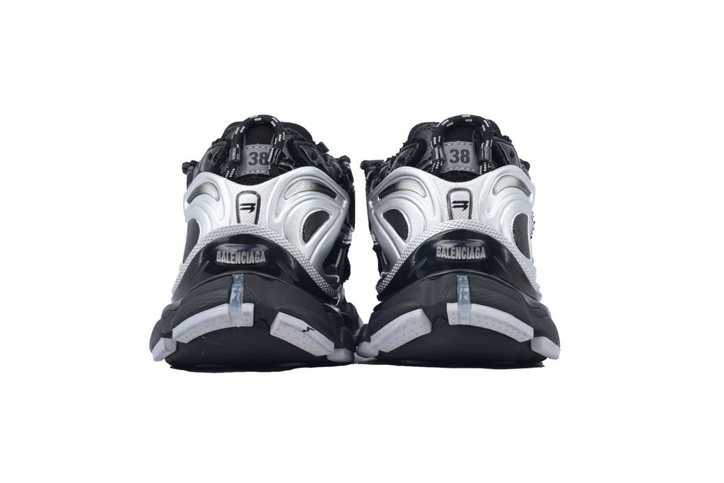 Balenciaga Runner Sneakers Black Silver "Black/Silver" Mesh Chunky Mid Top Trainer