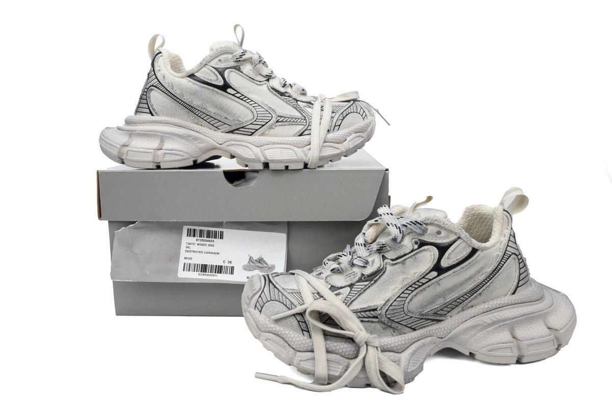 Balenciaga 3XL Destroyed Sneakers "Beige"-retro thick sole dad shoes，Women's Shoe Sale / Men's Shoe Sale