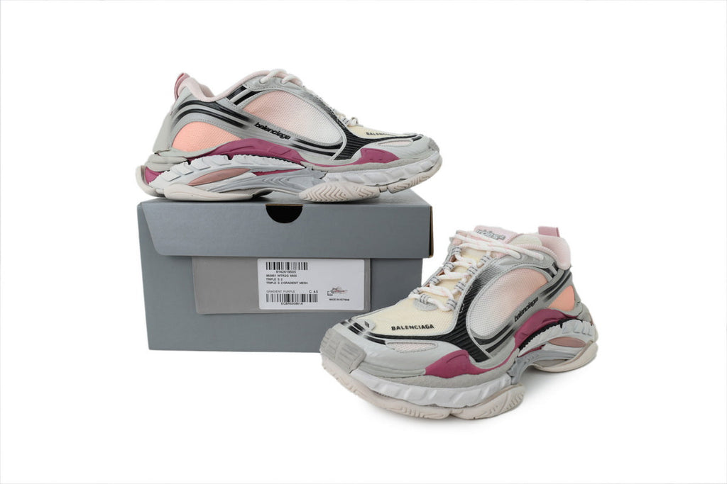 Balenciaga Triple S.2 Gradient Mesh Sneakers "Gradient Purple Pink"-retro thick sole dad shoes，Women's Shoe Sale / Men's Shoe Sale